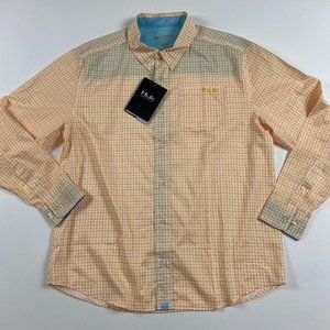 NWT Huk Performance Fishing Santiago Shirt Mens Large Yellow Gingham Check